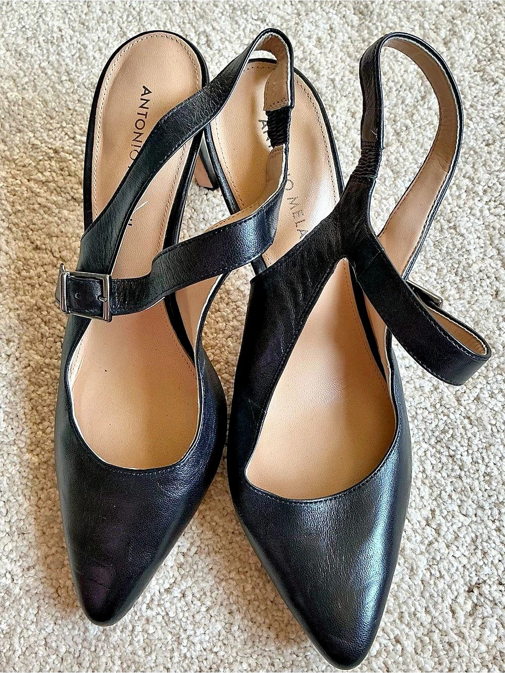Antonio Melani Black Pointed-Toe Slingback Heels - size 9 1/2